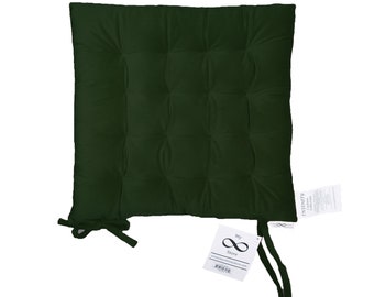 Infinity Collection Darkest Green 16" Square Chair Pad/Cushion: Tie Backs Reversible Tufted Plush for Kitchen Bar Stool Dining Room