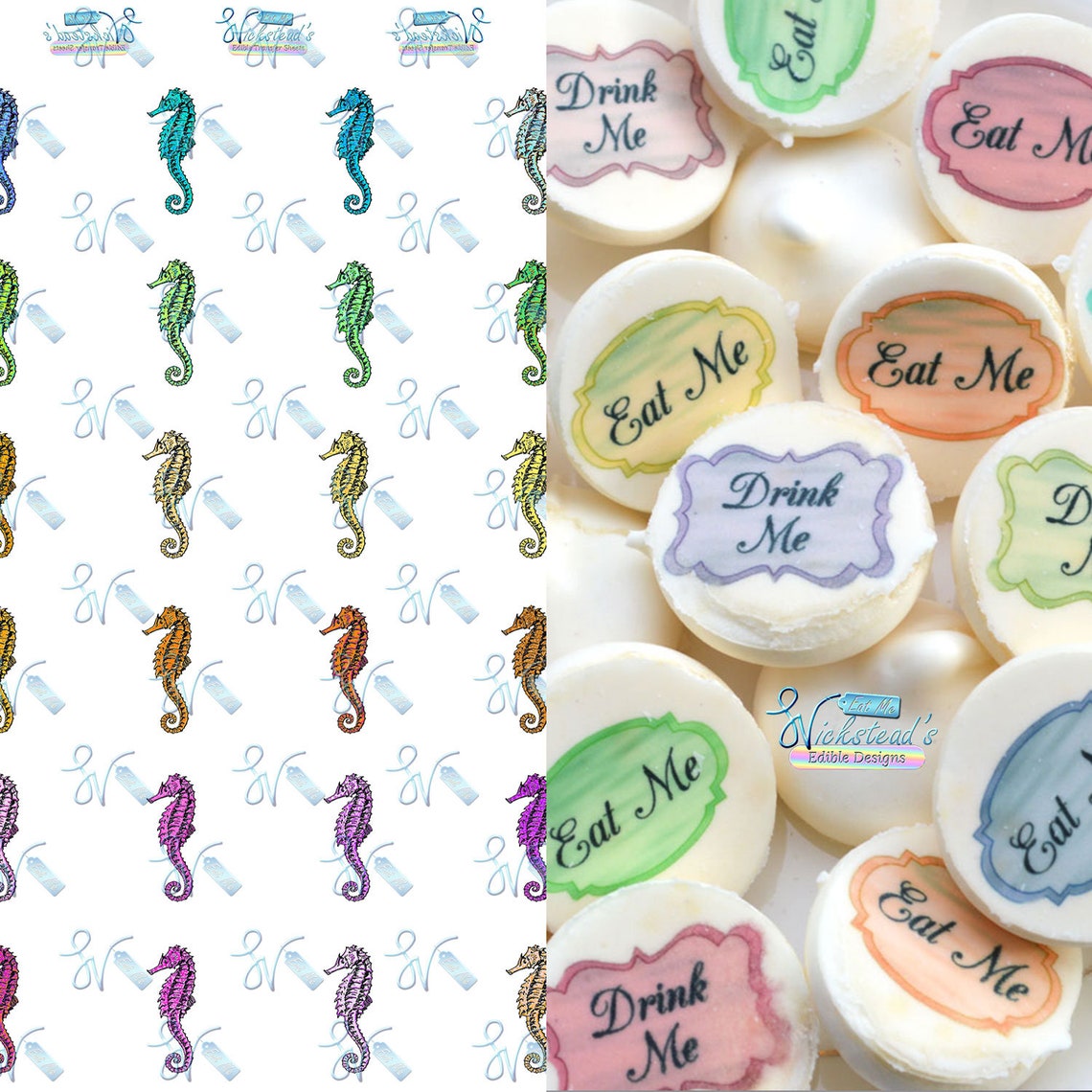 Edible Seahorses Transfer Sheets Sugar Art Stamps Blue Ocean - Etsy