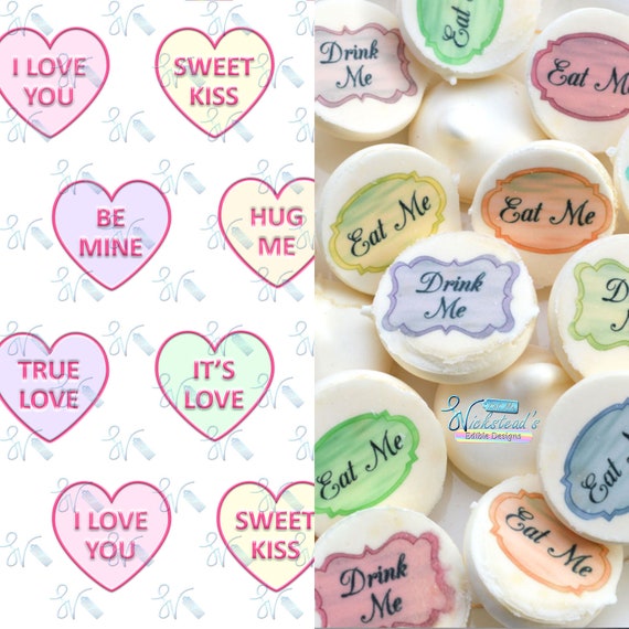 Edible Pastel Love Hearts Transfer Sheets Sugar Art Stamps Etsy