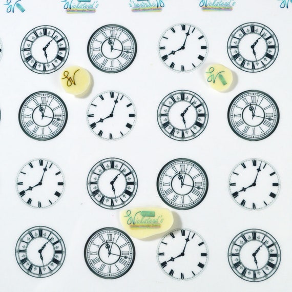 Edible Clock Faces Transfer Sheets Sugar Art Stamps for Weddings Birthday  Party Meringue Kisses Chocolate Isomalt Lollipops Pastry Cookies 