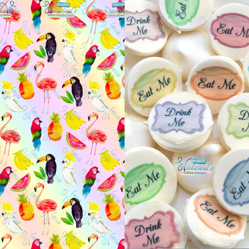 Edible Tropical Paradise Transfer Sheets Sugar Art Stamps Etsy