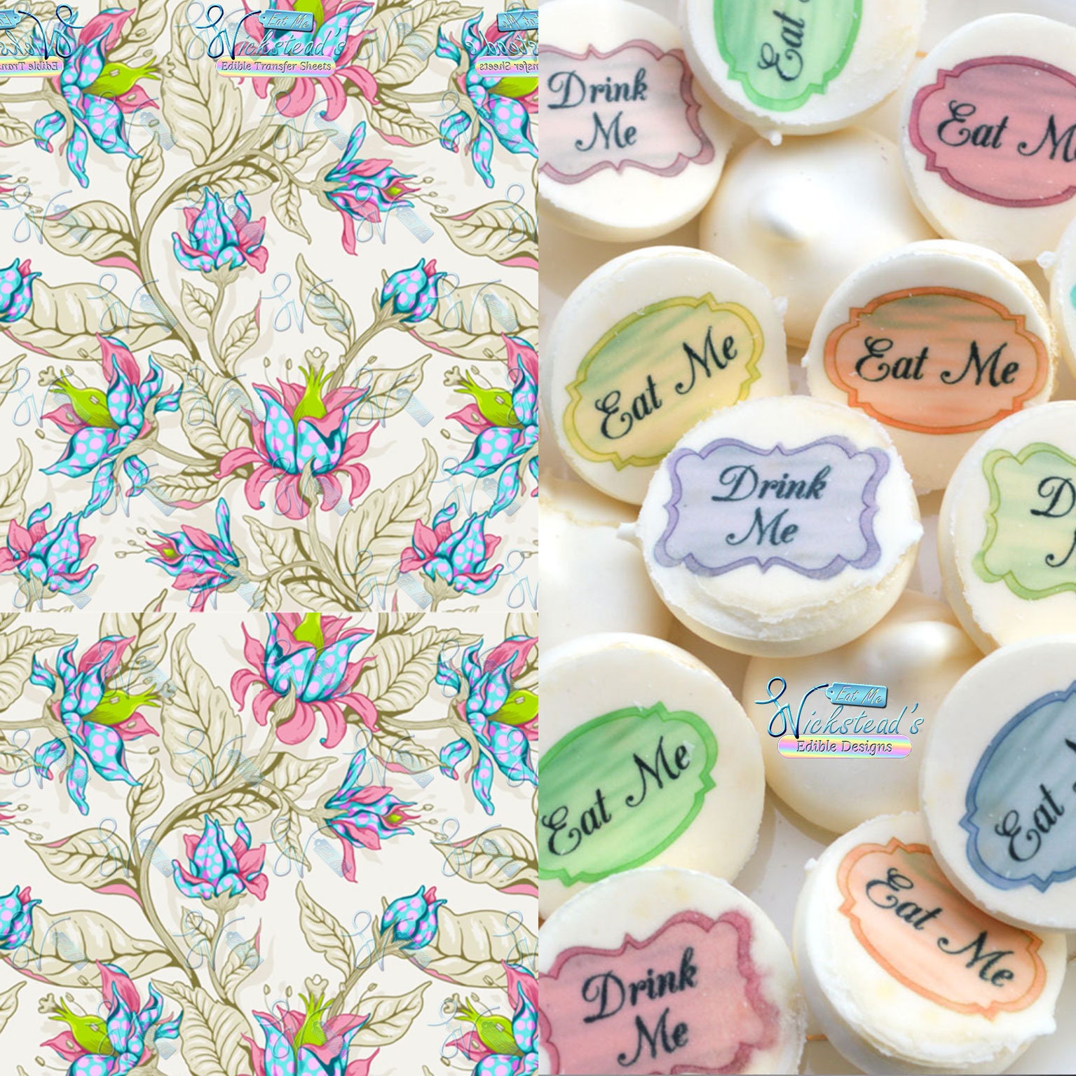 Edible Vintage Floral Transfer Sheets Sugar Art Stamps Blue Etsy