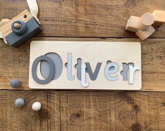 Children's Personalised Name Jigsaw, Wooden Jigsaw, Montessori Learning , Colour Sorter, Wooden puzzle, Children’s Gifts.