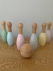 Children's Wooden Skittles Set, Bowling Pins, Wooden Toys, Wooden bedroom decor. 