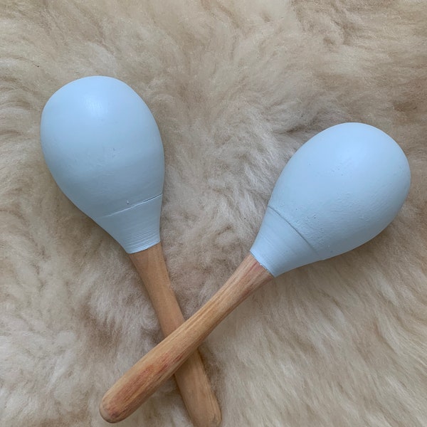 Ensemble de 2 maracas en bois, instrument de musique, jouet sensoriel, hochets pour bébé, shakers