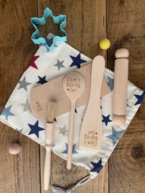 Childrens Personalised Baking Set Wooden Baking Set Wooden