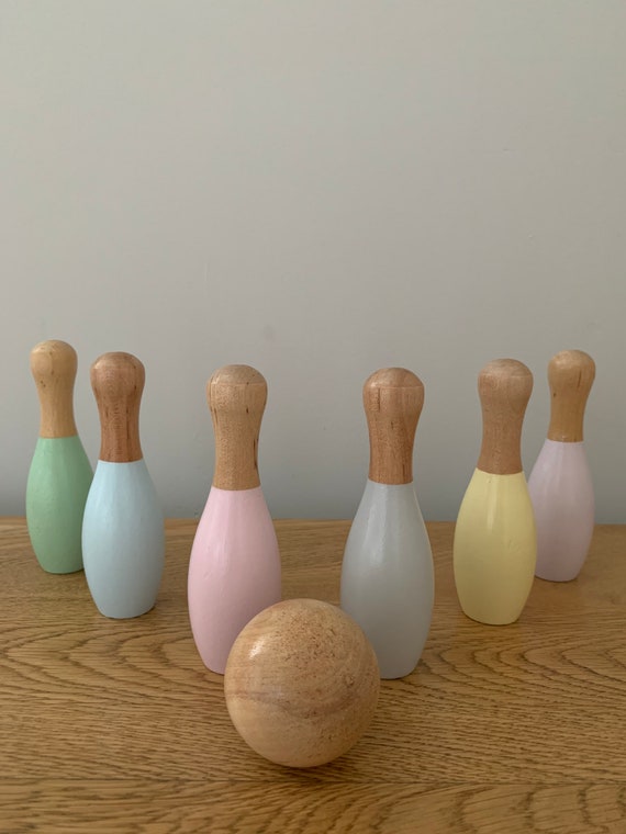 Childrens wooden skittles sale