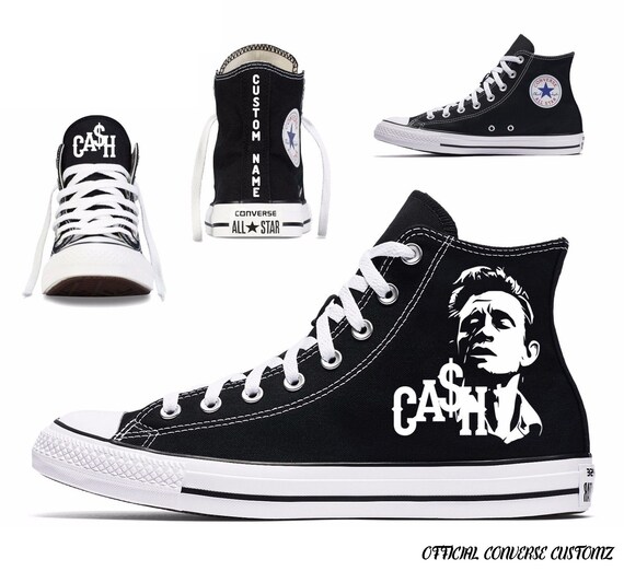 Johnny cash custom printed converse high tops hi quality rock | Etsy