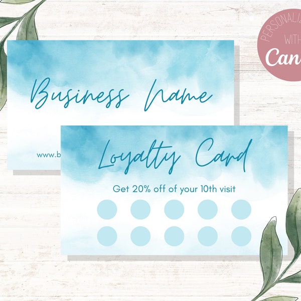 Loyalty Card Template, Canva Templates for Small Business, Printable Downloads for Business, Punch Cards for Business, Reward Punch Card