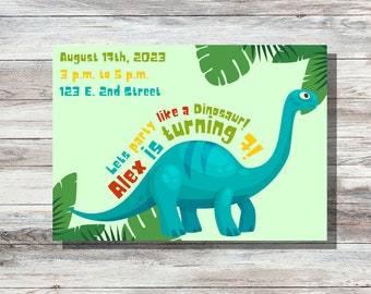 Dinosaur Birthday Invitation, Dinosaur Theme Birthday, Boys Dinosaur Birthday, Digital Birthday Invite, Editable Birthday Invite Template