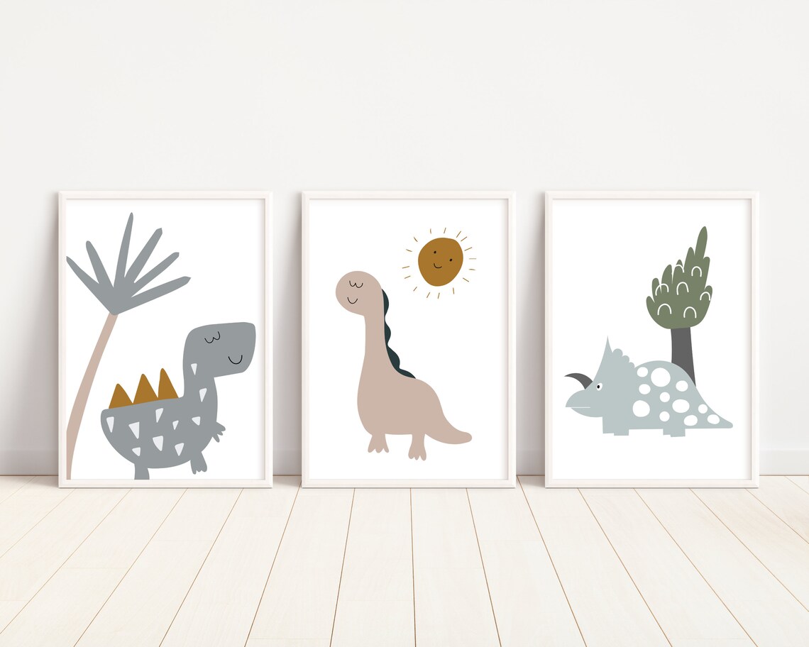 Dinosaur Wall Art Kid Kids Wall Decor for Boys Room Etsy