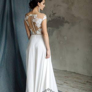 Simple Wedding Dress With Tattoo Effect and 3d Lace, Bridal Gown ...