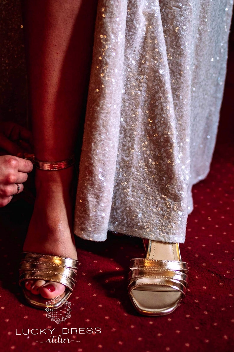 Gold Glitter Plus Size Wedding Dress Sexy Mermaid Wedding Etsy