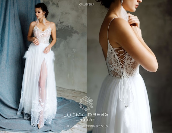 sexy bohemian wedding dress