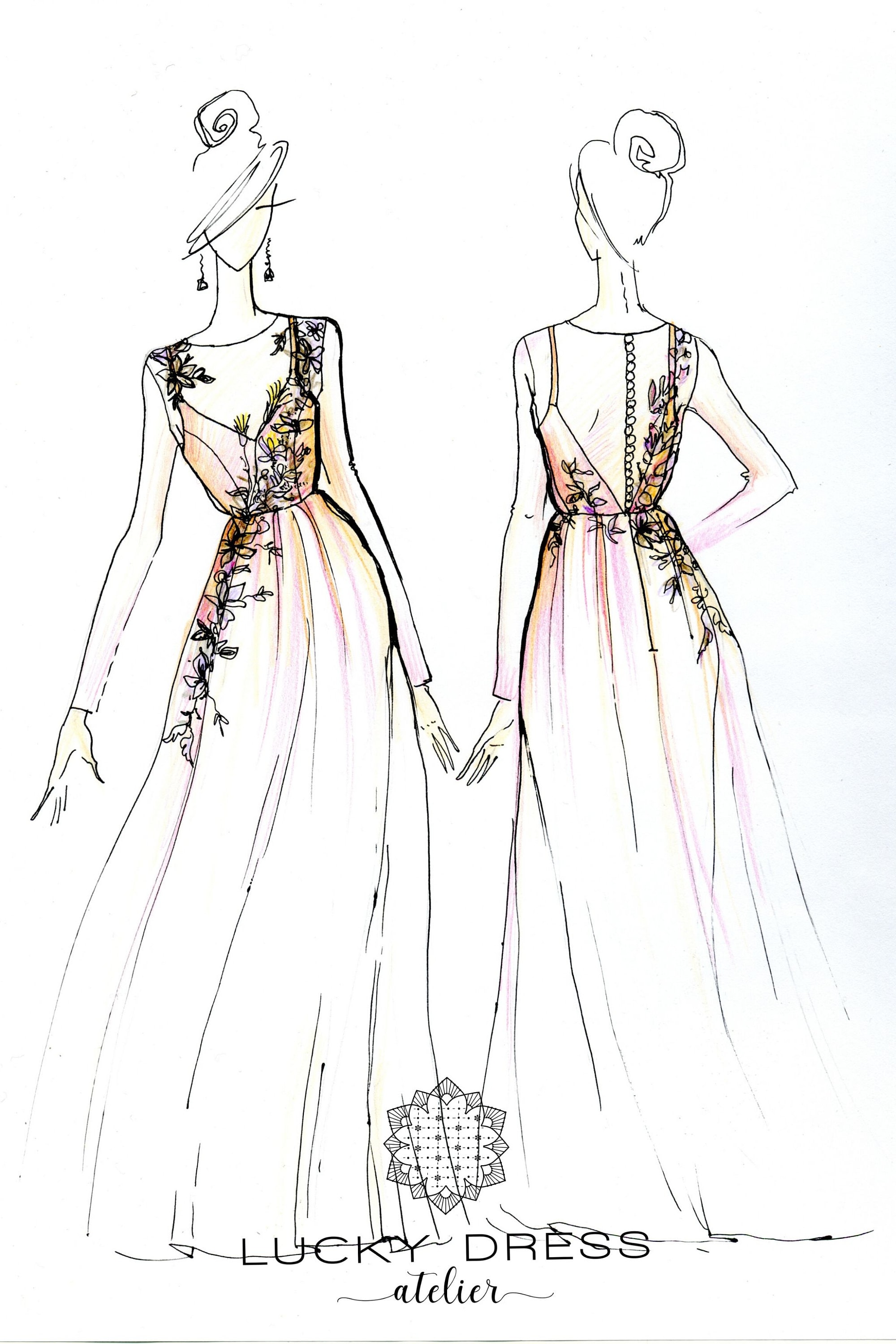 Boceto de vestido de diseño de boda Dibujo personalizado - Etsy México Boceto de vestido de diseño de boda Dibujo personalizado - Etsy México