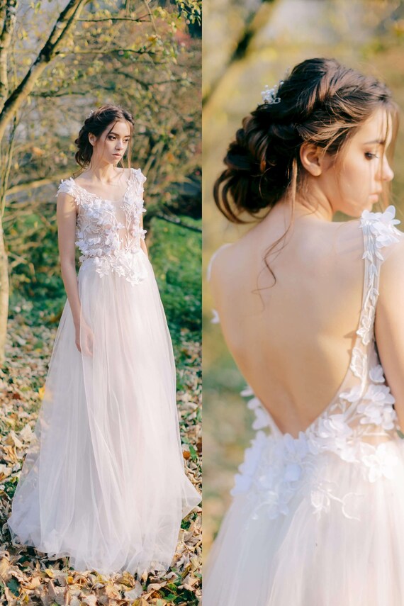 Lolanthe Sexy Wedding Dress With Bare Back Bare Back Etsy
