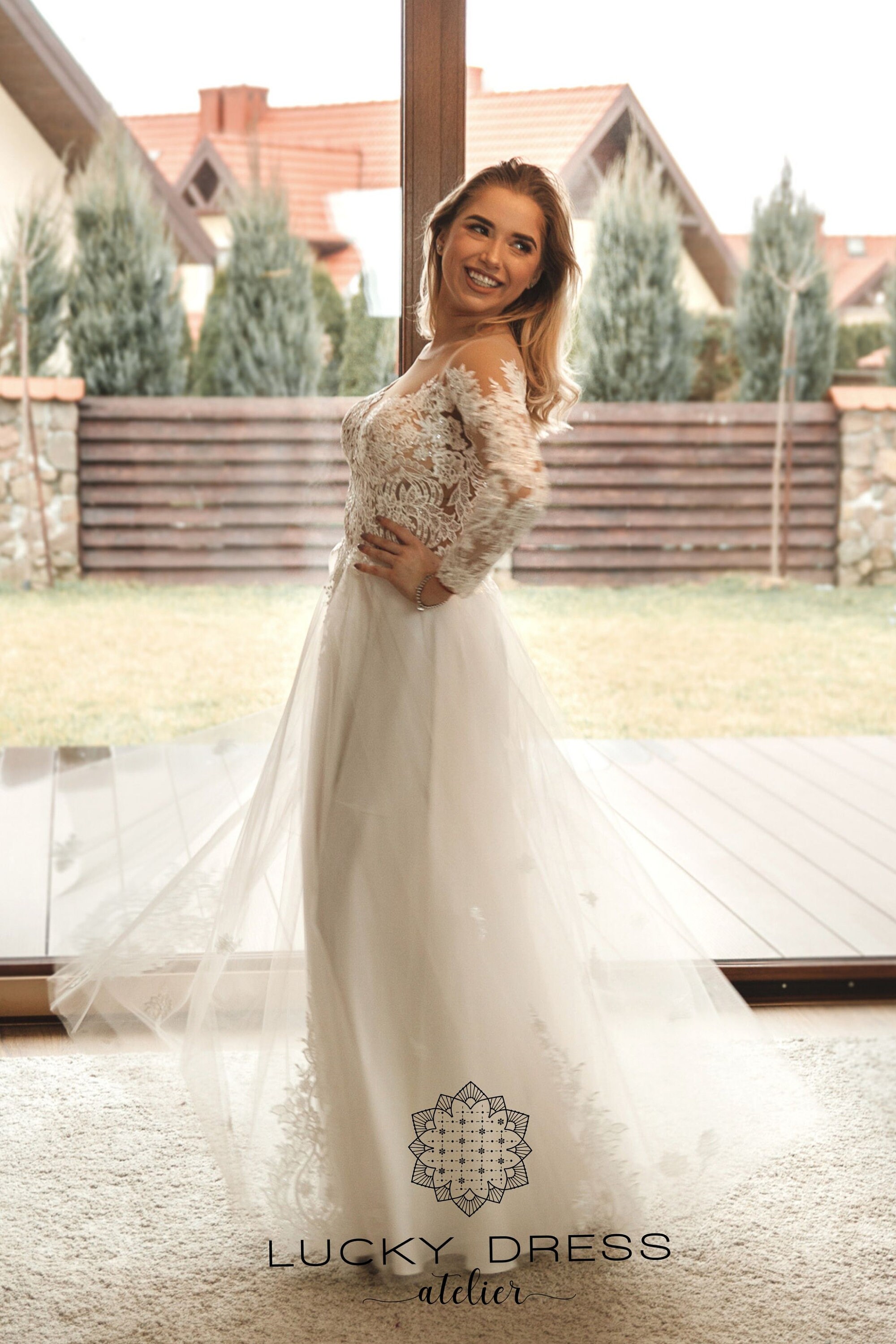 Floral Lace Wedding Dress Elopement 
