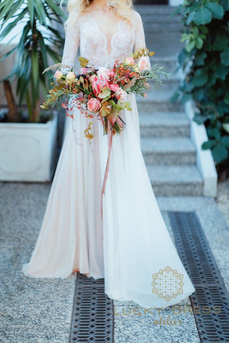 Ready to Ship Wedding Dress US 2 / Long Sleeve Lace Wedding Etsy