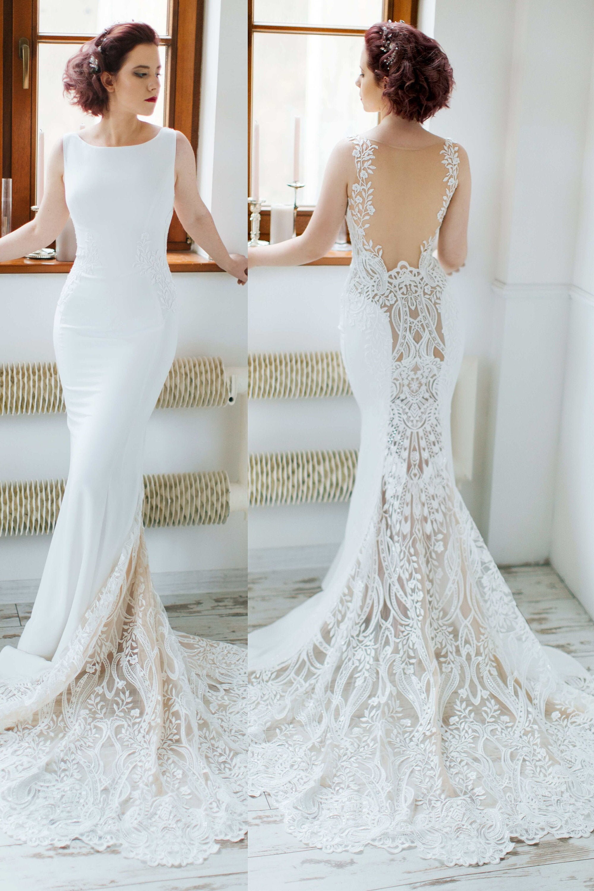 sexy fit and flare wedding dress
