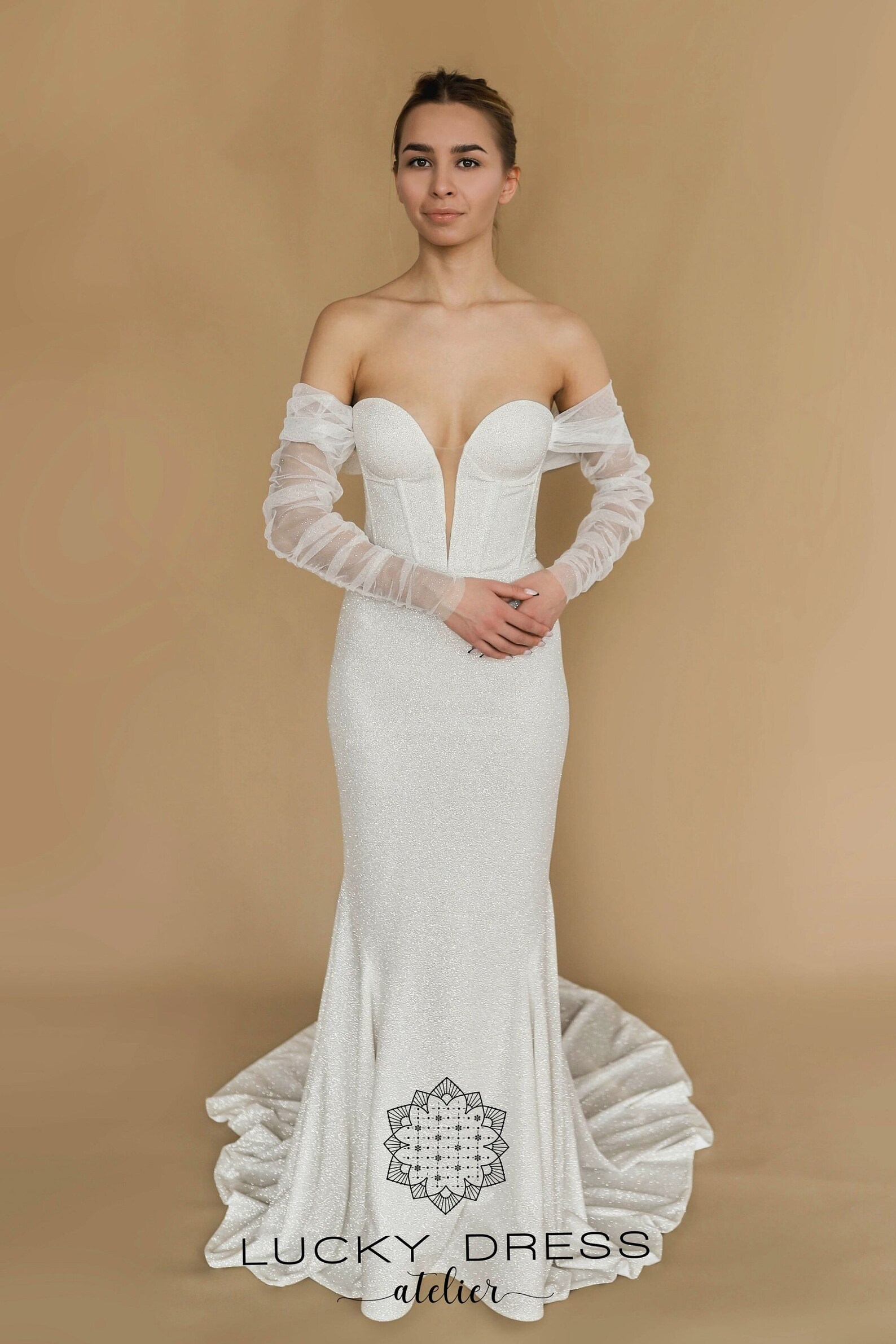 Silver Wedding Dress Glitter Wedding Dress Mermaid Wedding Etsy