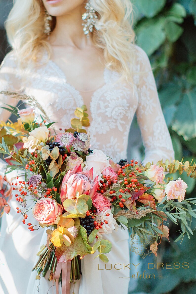 Ready to Ship Wedding Dress US 2 / Long Sleeve Lace Wedding Etsy