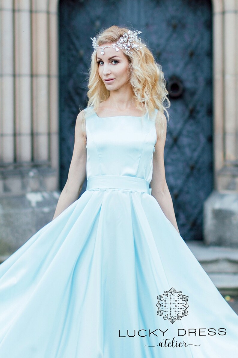 Ready to Ship Wedding Dress US 4 / Blue Satin Wedding Dress Etsy