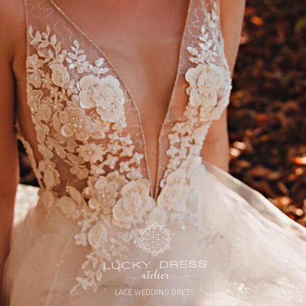 Blush Wedding Dress Etsy