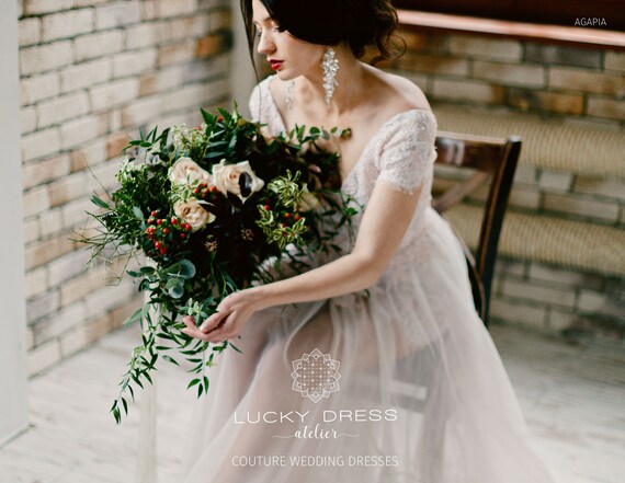 Short Sleeve Wedding Dress With off the 