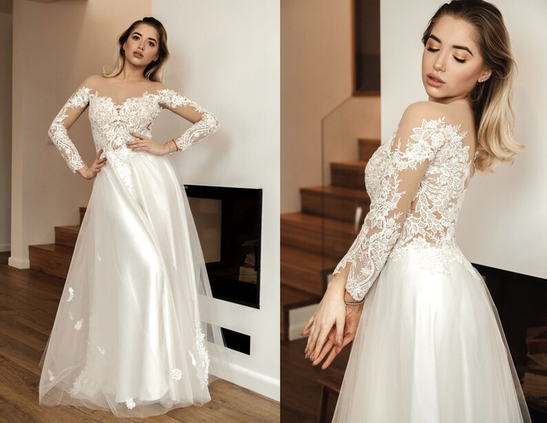 etsy long sleeve wedding dress