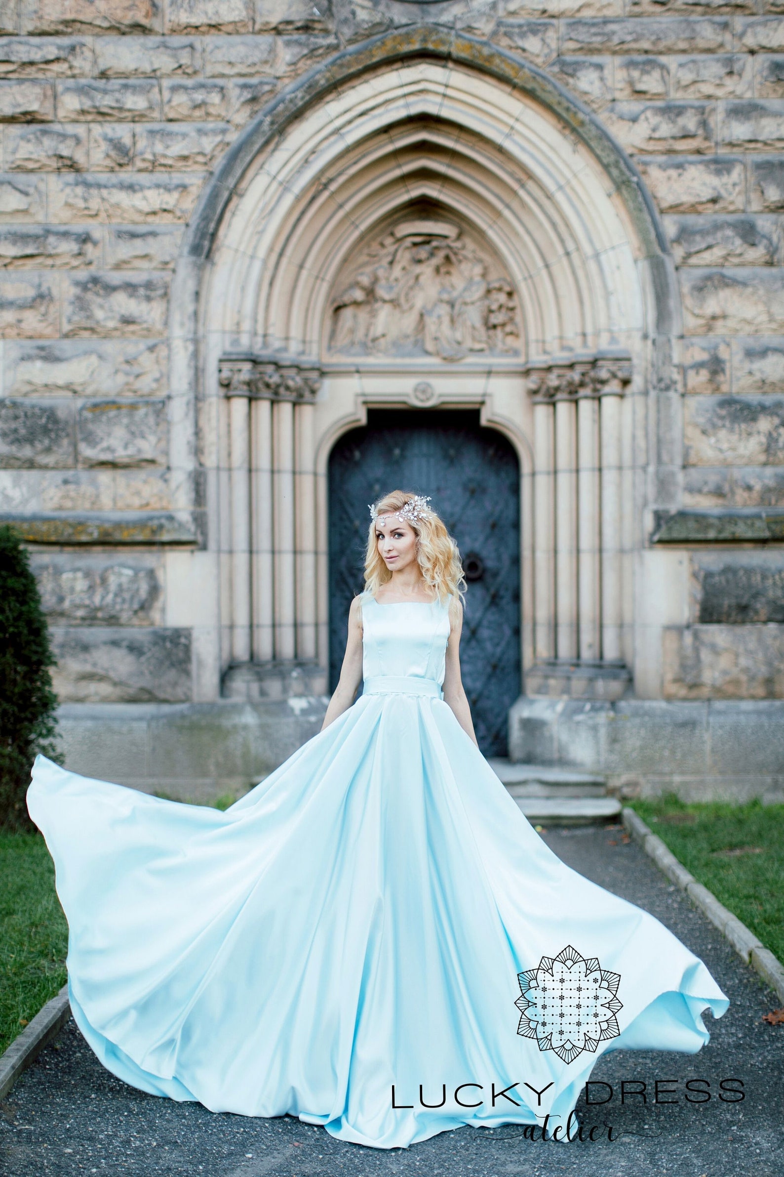 Ready to Ship Wedding Dress US 4 / Blue Satin Wedding Dress Etsy