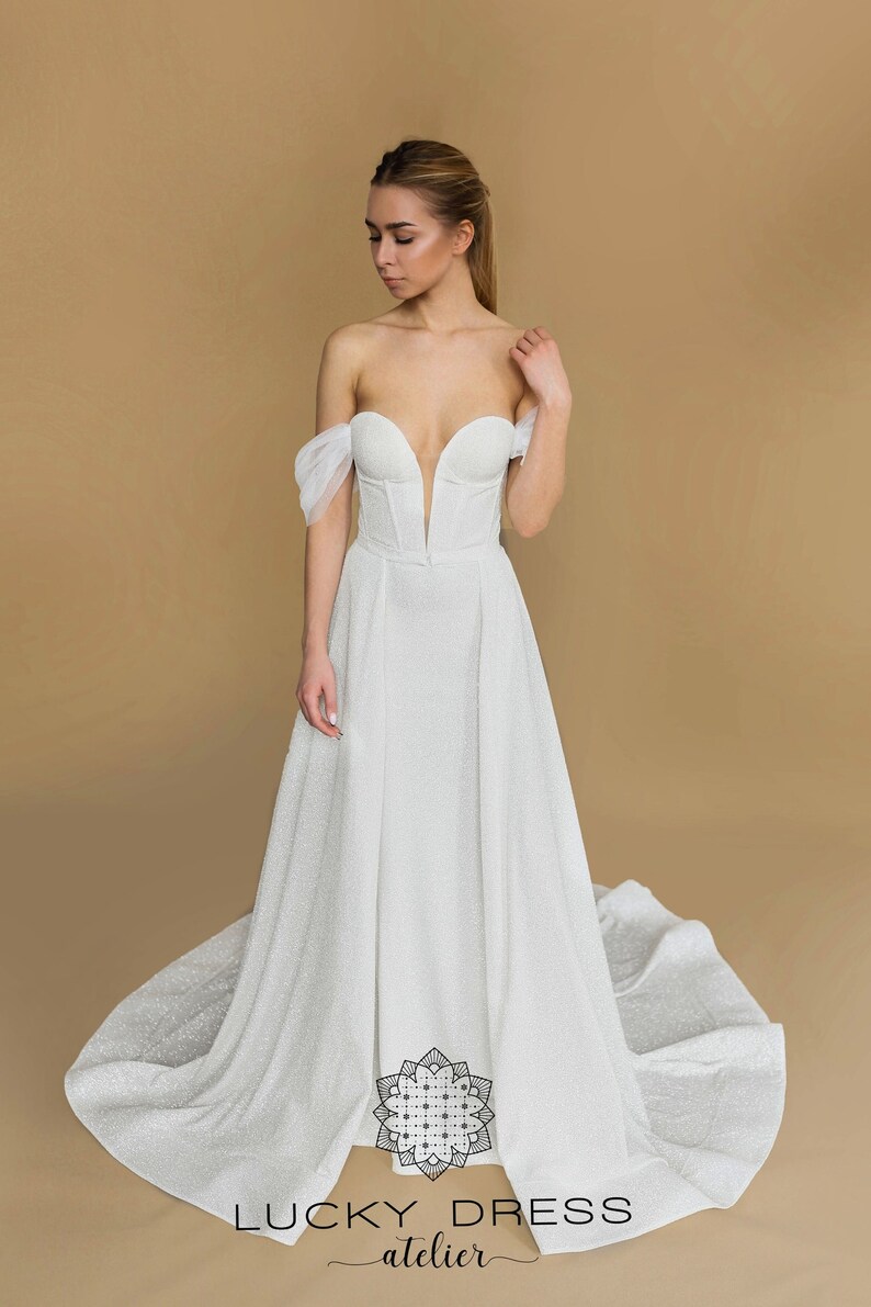 Silver Wedding Dress Glitter Wedding Dress Mermaid Wedding - Etsy