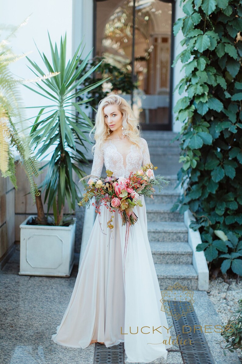 Ready to Ship Wedding Dress US 2 / Long Sleeve Lace Wedding Etsy