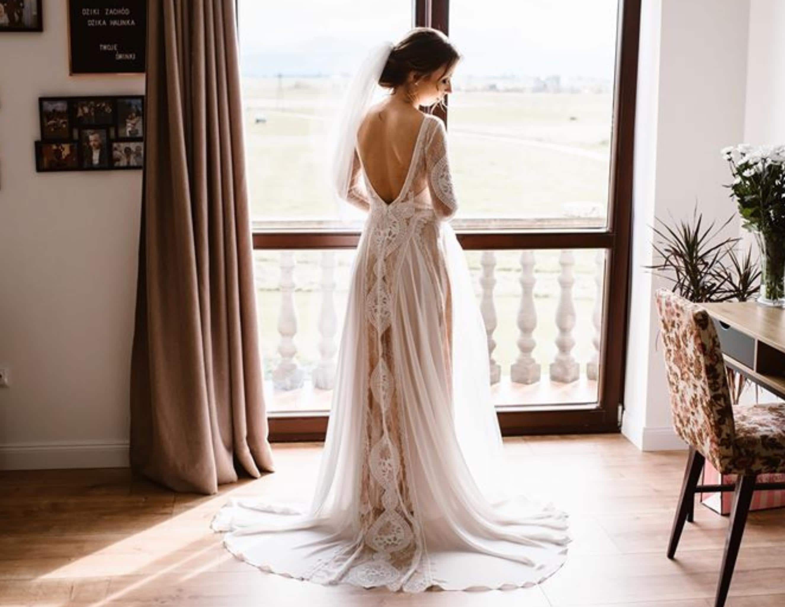 French Floral Lace Wedding Dress