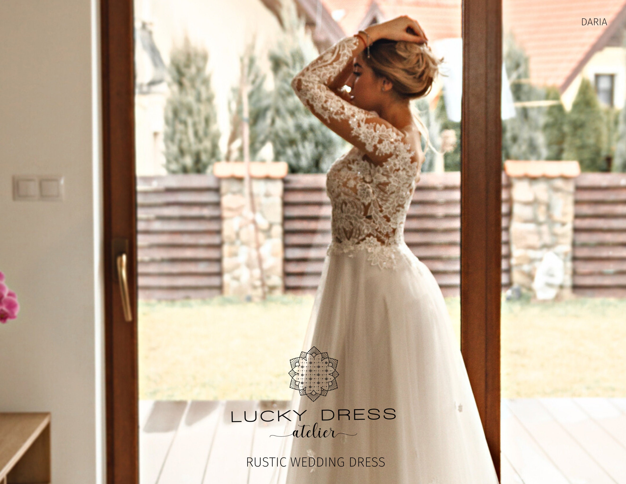 Rustic Wedding Dress Tattoo Long Sleeve 