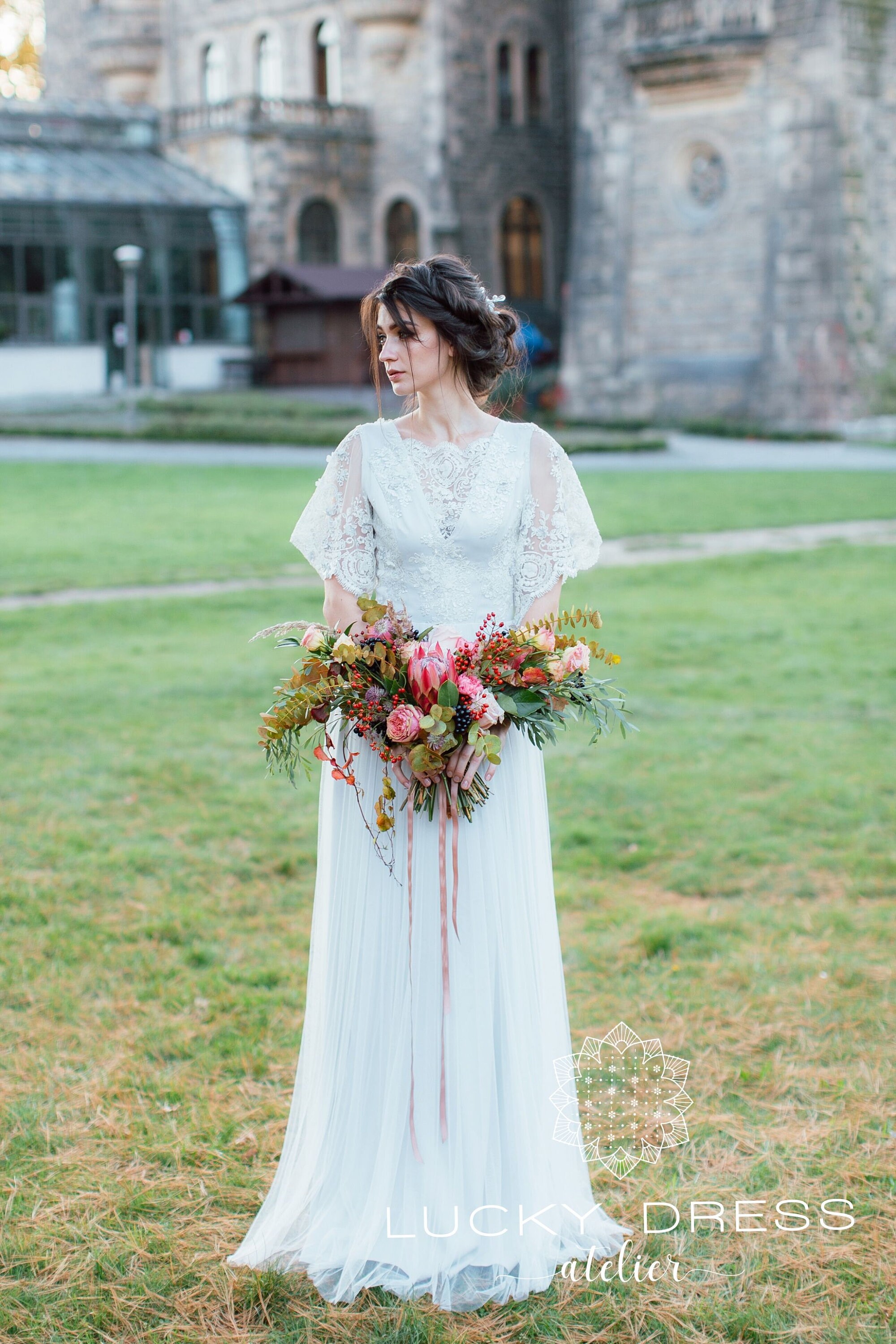 Simple Grey Wedding Dress for 
