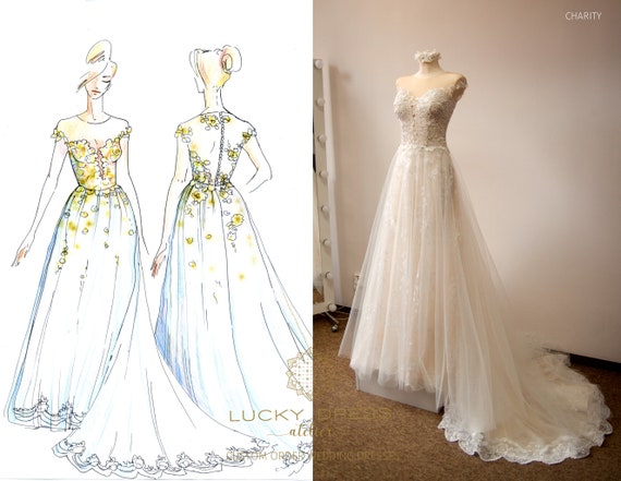 flowy floral wedding dress