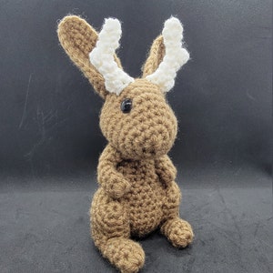 Jackalope Plushie, Crochet Rabbit with Antlers