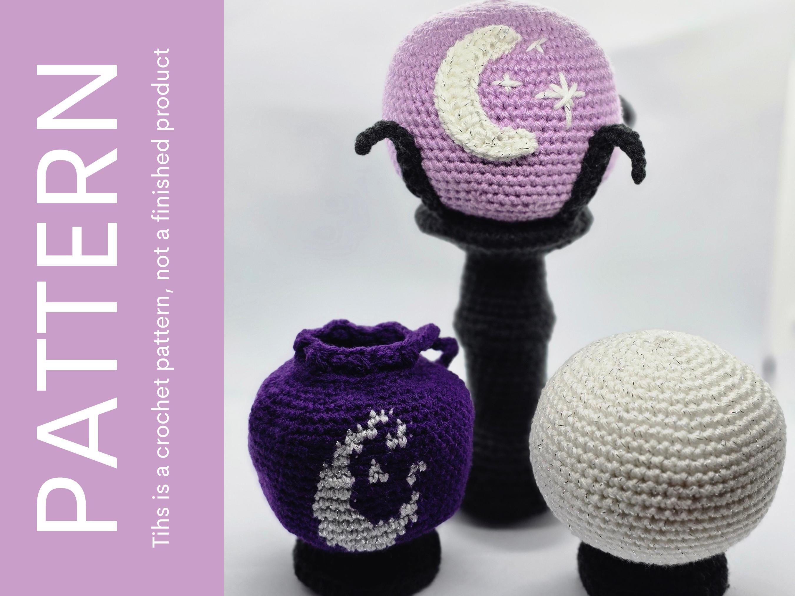 30 Witchy Crochet Patterns for Spooky, Celestial, and Gothic Makes 27 Crystal Ball Crochet Pattern and Witchy Dice Bag