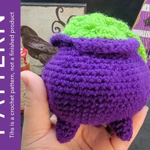 CROCHET PATTERN Witchy Cauldron Draw String Bag, Cauldron Dice Bag, Halloween Crochet Pattern, Witchy Pattern, Digital Download