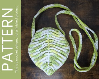 MODELLO ALL'UNCINETTO, Borsa a foglia, Borsa a cintura, Modello per borsa a tracolla, Accessorio per costume rinascimentale, Presina a foglia, Cottage Core