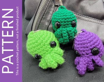 CROCHET PATTERN Cthulhu Keychain, Sac à dos Charme, Amigurumi Cthulhu Crochet Pattern, Téléchargement numérique