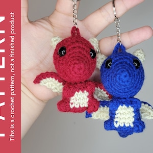 CROCHET PATTERN Dragon Keychain, Backpack Buddy, Amigurumi Dragon Pattern, Digital Download