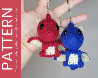 Crochet Dragon Keychain Pattern, Amigurumi Backpack Buddy (Digital Download)