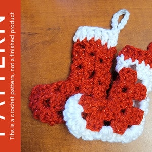 CROCHET PATTERN Mini Christmas Stocking, Granny Square Stocking, Quick Holiday Crochet Pattern