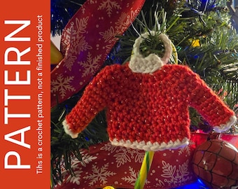 Mini modello di ornamento per maglione natalizio all'uncinetto (modello PDF)