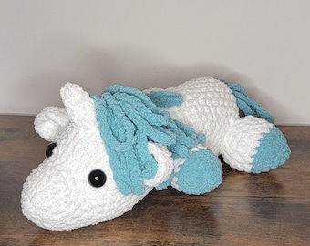 Large Custom Unicorn Plushie, Sleeping Unicorn Plush, Fantasy Unicorn Amigurumi