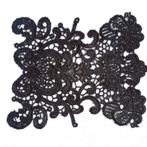 Dentelle Noir Helloween, embellissement, dentelle florale, dentelle de taille, scrapbooking, embellissements de dentelle Guipure, apligue de dentelle noire, art de tissu cadeau