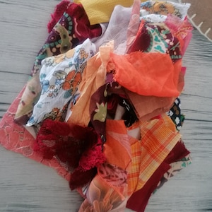 Paquete de 35/50 retazos de tela, textiles, encajes y cintas para Junk Journal, retazos de tela de colores vintage/nuevos de otoño para inspirarse