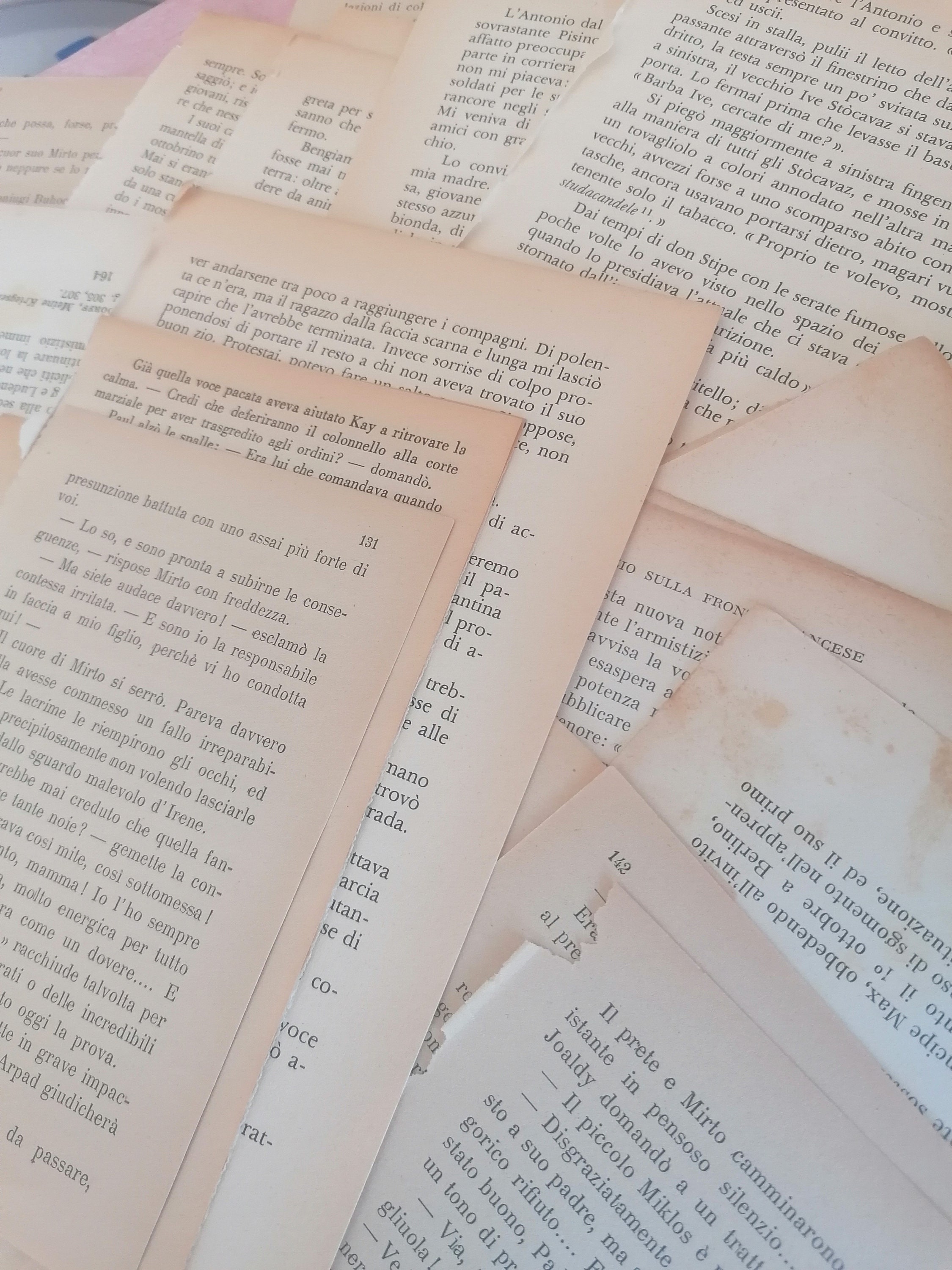 Vintage Book Pages (25), Italian Old Book Pages, Paper for Draft, Junk ...