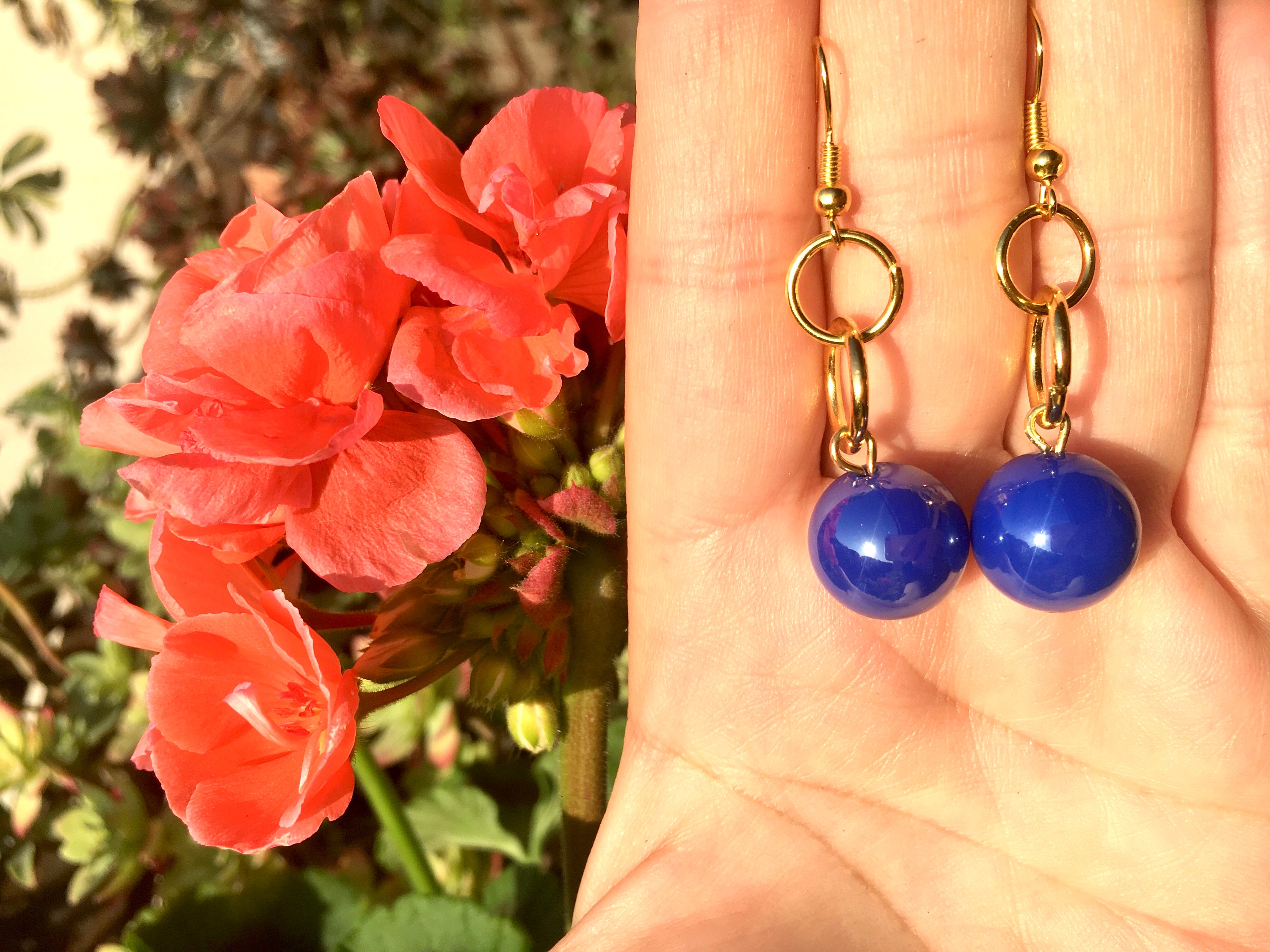 Beautiful Blue Balls Earrings Romantic Style Blue Dangle Etsy